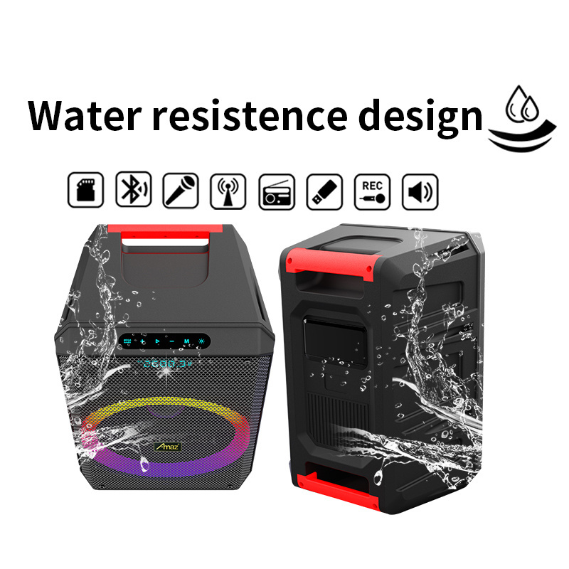 12-Inch Amaz Waterproof Bluetooth Solar Speaker LED Light Plastic Woofer Theatre Use DC Power Source Wireless Communication