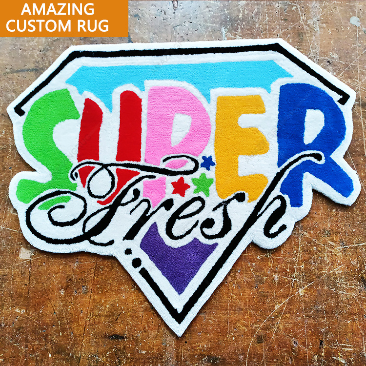 Custom Design hot sell Hand Tufted Carpet  Die Cut Shape Rug Logo cotton backing non slip wholesale products