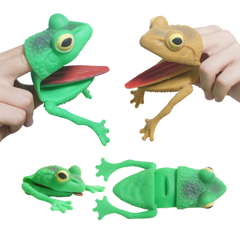 Children's Toys Frog Model Cute Hand Puppets Holiday Fun Rubber Gloves Frog Puppets Novel And Funny Toys