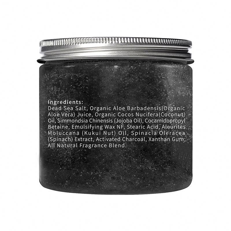 MELAO Professional Natural Exfoliating Charcoal Salt Body Scrub for Acne, Cellulite, Dead Skin, Scars and Wrinkles