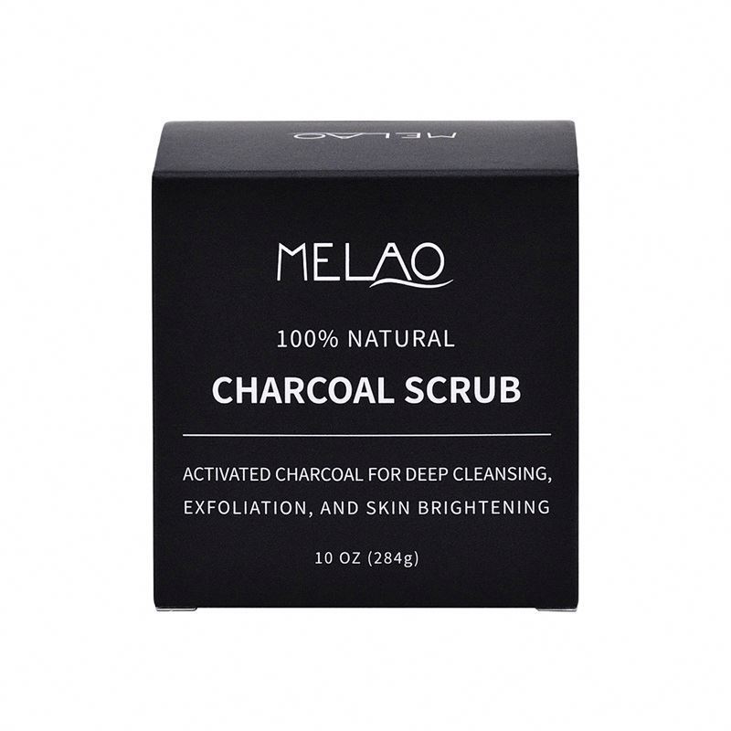 MELAO Professional Natural Exfoliating Charcoal Salt Body Scrub for Acne, Cellulite, Dead Skin, Scars and Wrinkles