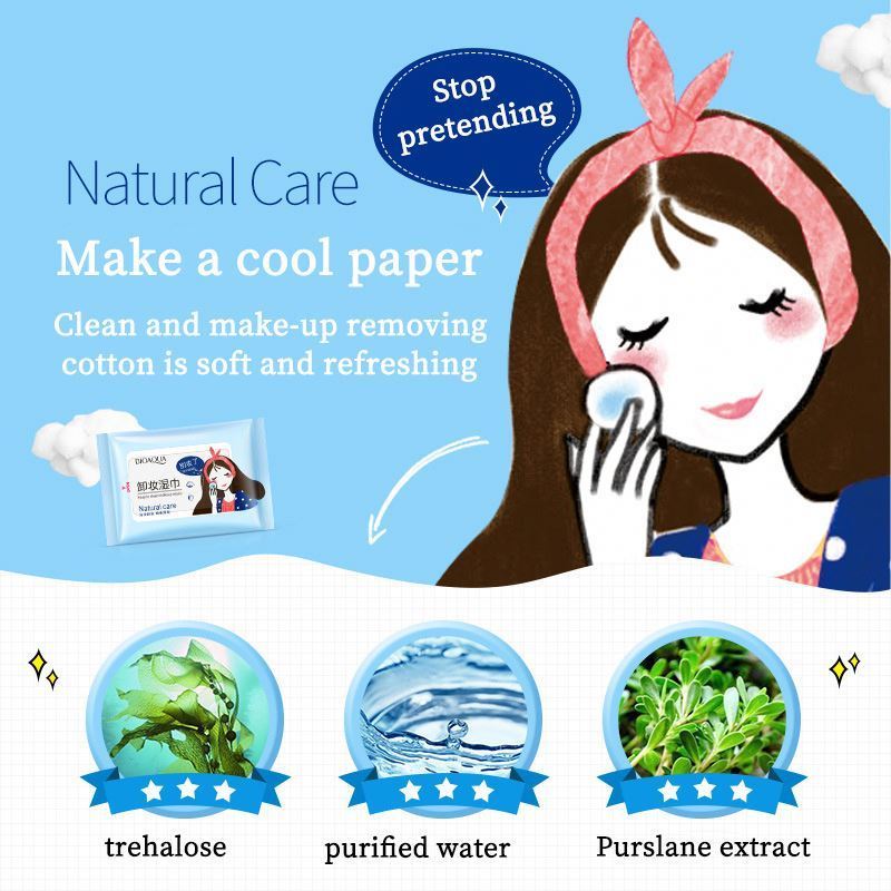 OEM ODM BIOAQUA Cotton Deep Cleansing Moisture cosmetic makeup remover wipes 25wipes/box