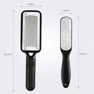 2in 1 Pedicure File Callus Remover Feet. Scrubber with Ergonomic Design. Stainless Steel Foot Exfoliator for Spa