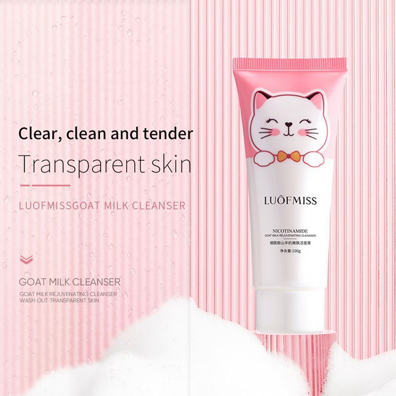 OEM LUOFMISS private label Niacinamide Goat Milk gentle clean skin whitening moisturizing organic face cleanser