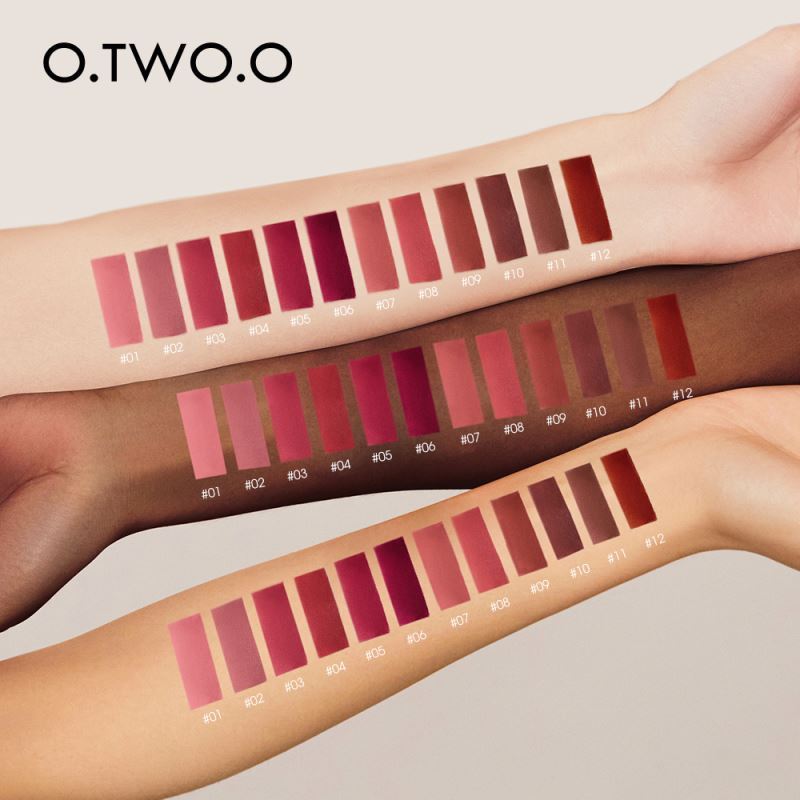 O.TWO.O 12 color Matte Private Label Velvet Custom Makeup 100% vegan Liquid Lipstick