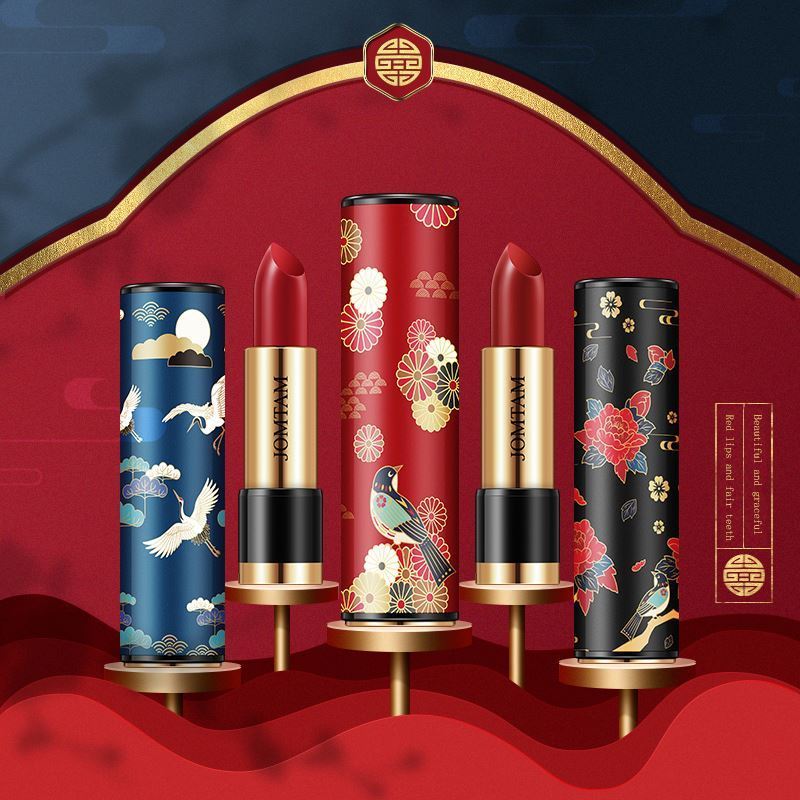 JOMTAT Hot 5 red Colors moisturizing Lip Stick Velvet Makeup lipstick on chinese classical style