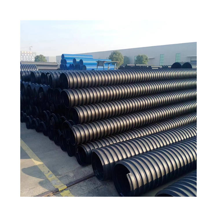 KN8  hdpe steel belt reinforced corrugated pipe 12 inch plastic culvert large diameter hard plastic sewer pipe