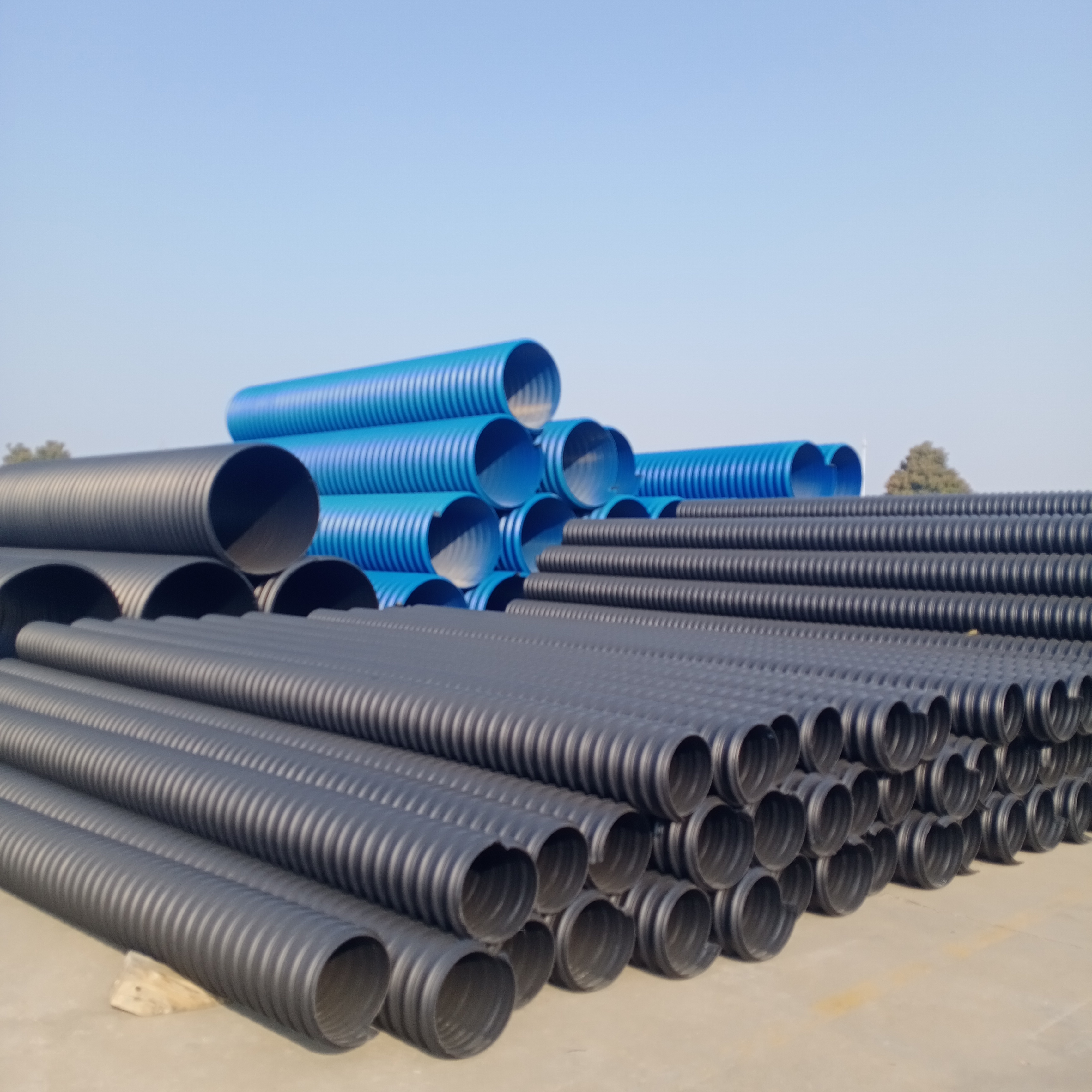 KN8  hdpe steel belt reinforced corrugated pipe 12 inch plastic culvert large diameter hard plastic sewer pipe