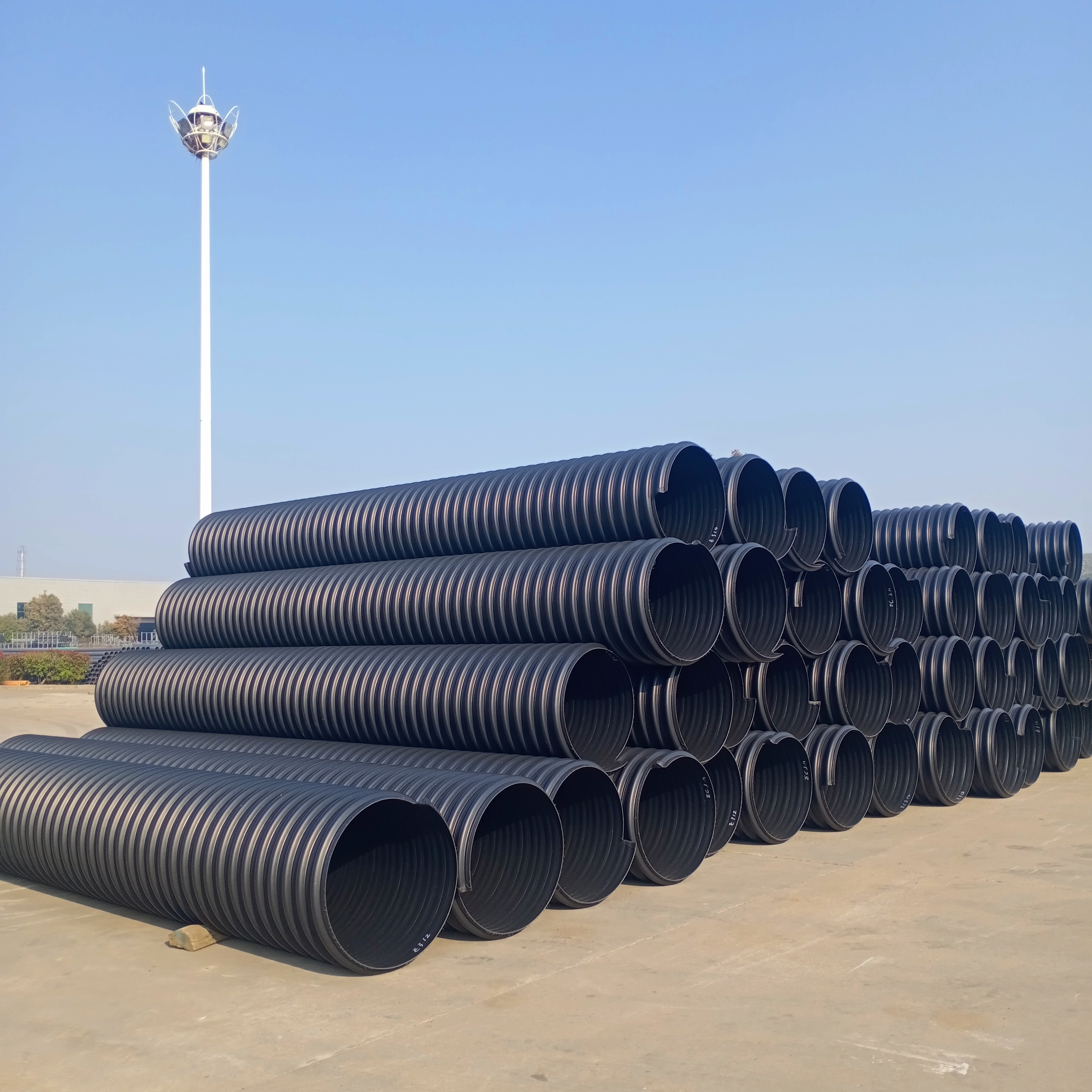 KN8  hdpe steel belt reinforced corrugated pipe 12 inch plastic culvert large diameter hard plastic sewer pipe