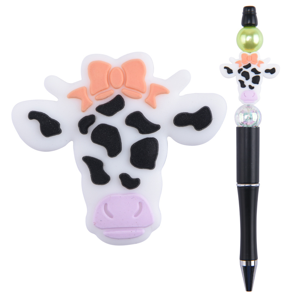 new arrival cartoon highland cow focal beads soft silicone beads for pen making pen charms