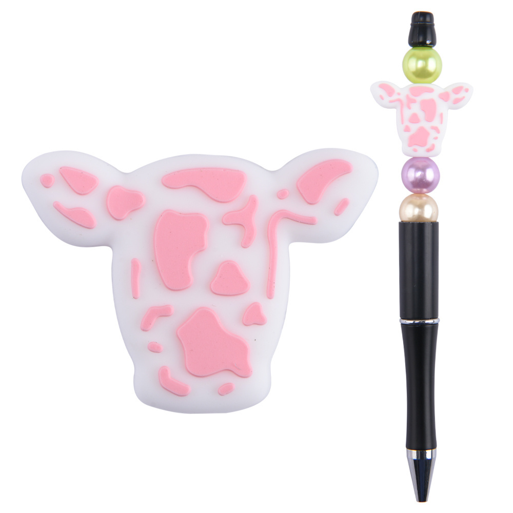 new arrival cartoon highland cow focal beads soft silicone beads for pen making pen charms