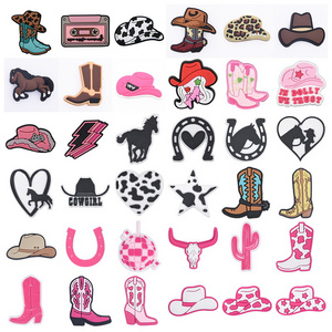 2024 New Design western Shoe Charm for clog Cowboy Shoe charm for shoe decoration Cowgirl boots clog charm wholesale gun boots