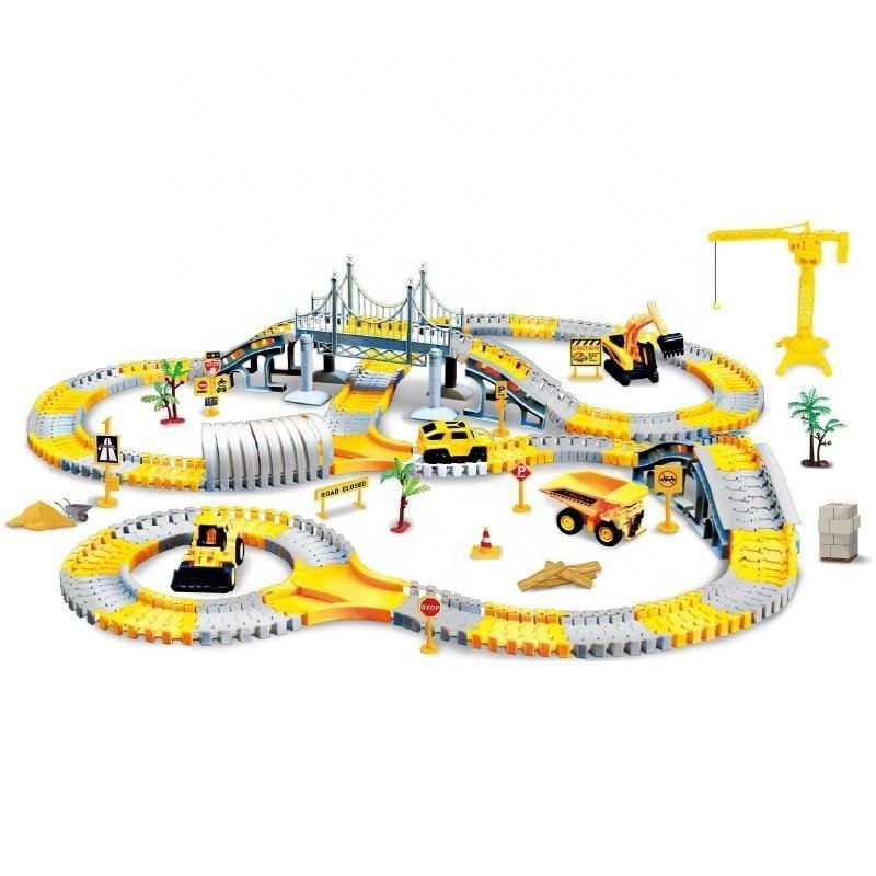 Electric Construction Engineering Race Tracks Toys 345 Pcs DIY Flexible Track Kids Toy Car Track