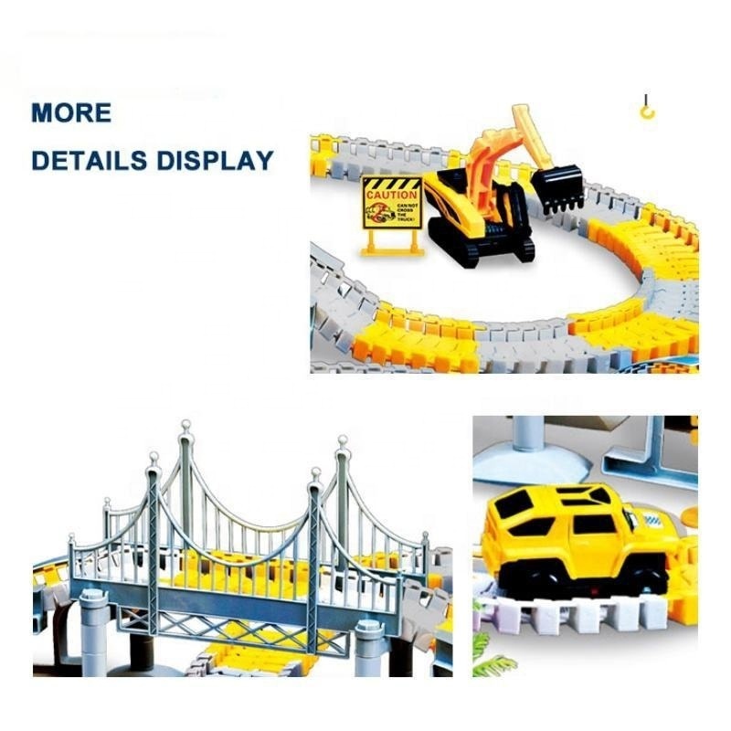 Electric Construction Engineering Race Tracks Toys 345 Pcs DIY Flexible Track Kids Toy Car Track