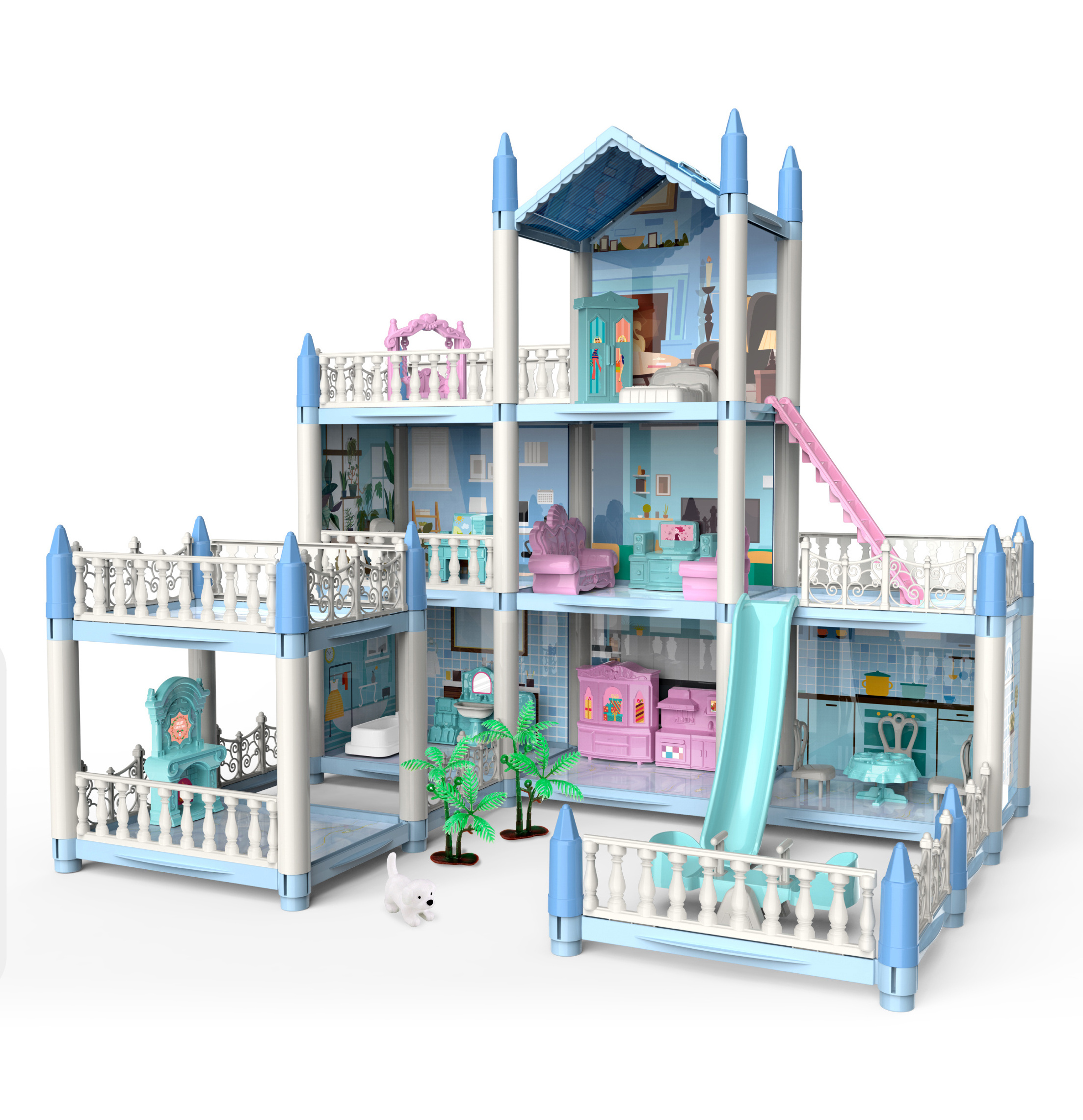 children dress up toy girl DIY doll house Princess Castle big villa cottage girl toy wholesale DIY Furniture Accessories toy