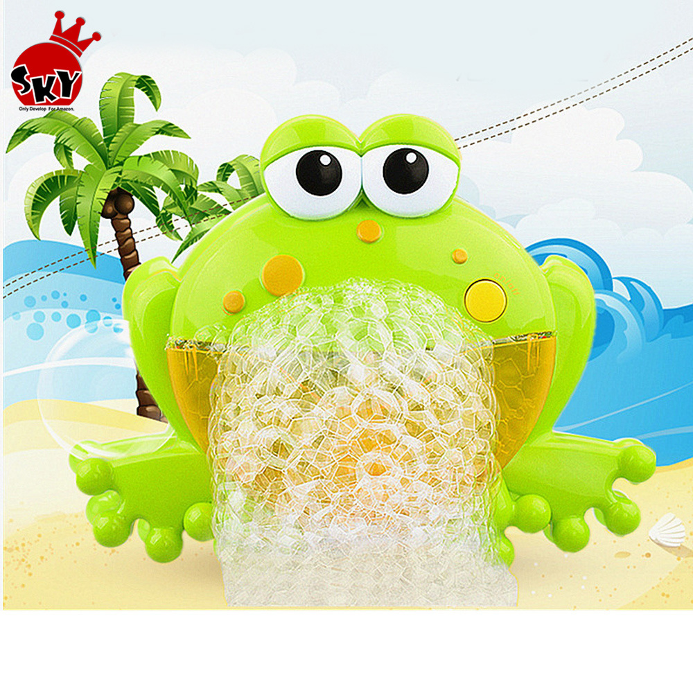 Hot Baby Bubble Machine Bubble Automatic Machine Big Frog  Bubble Maker Blower Music Bath Toy for Baby