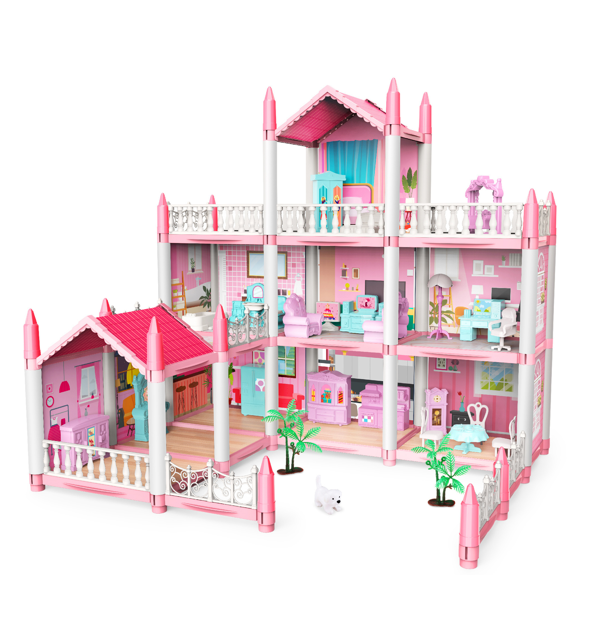 children dress up toy girl DIY doll house Princess Castle big villa cottage girl toy wholesale DIY Furniture Accessories toy