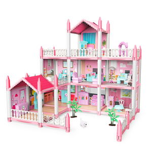 children dress up toy girl DIY doll house Princess Castle big villa cottage girl toy wholesale DIY Furniture Accessories toy