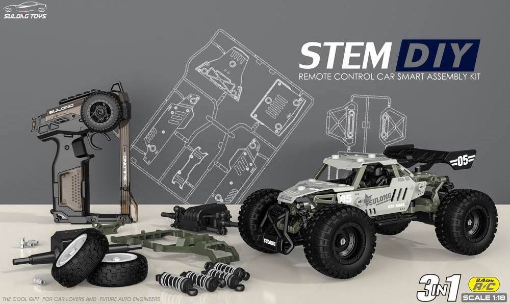 2022 Popular 1:18 Scale STEM DIY Assembly Kit 2.4G Toy Hobby Cars Remote Control RC Toys