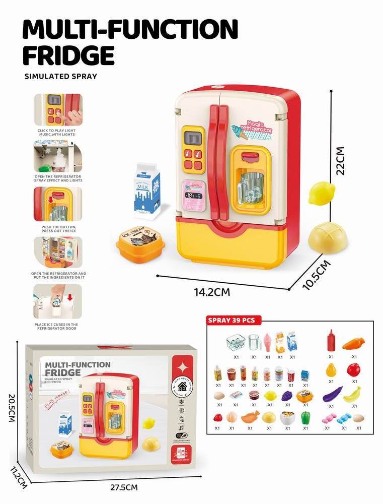 2024 home mini appliance toy play house pretend play multi-function fridge simulated spray water toys refrigerator for kids