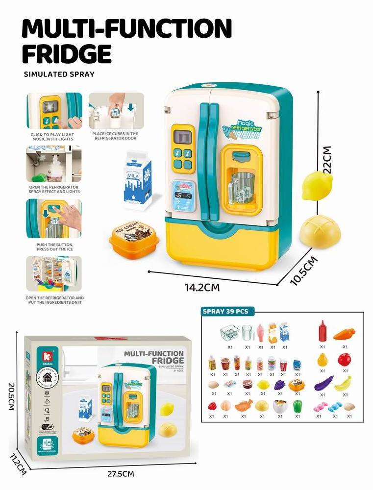 2024 home mini appliance toy play house pretend play multi-function fridge simulated spray water toys refrigerator for kids