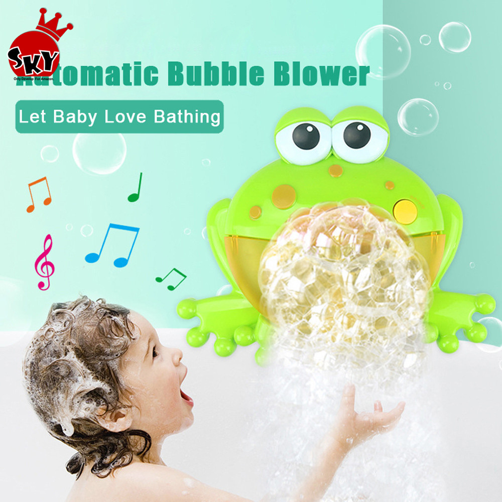 Hot Baby Bubble Machine Bubble Automatic Machine Big Frog  Bubble Maker Blower Music Bath Toy for Baby