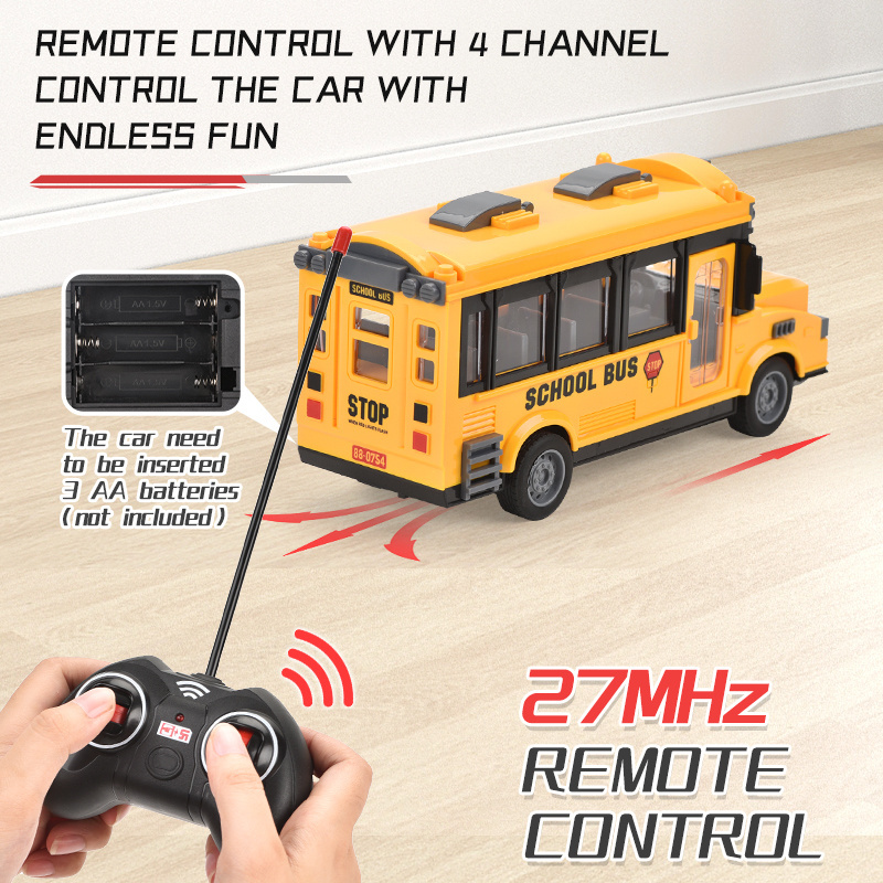 four-channel rc school bus toy car model with light kids remote control ambulance toy