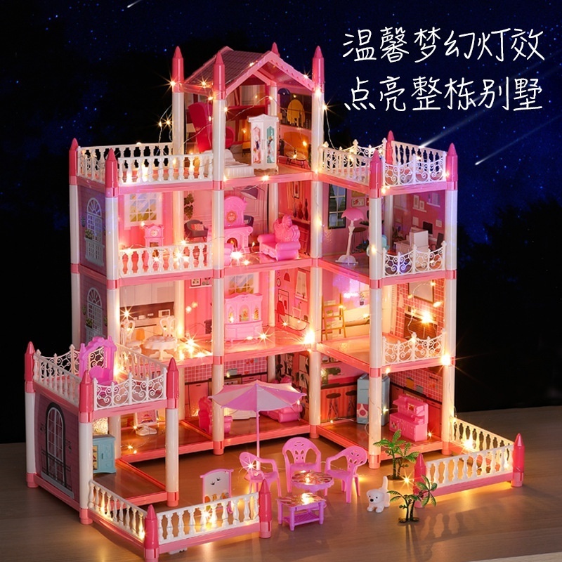 children dress up toy girl DIY doll house Princess Castle big villa cottage girl toy wholesale DIY Furniture Accessories toy