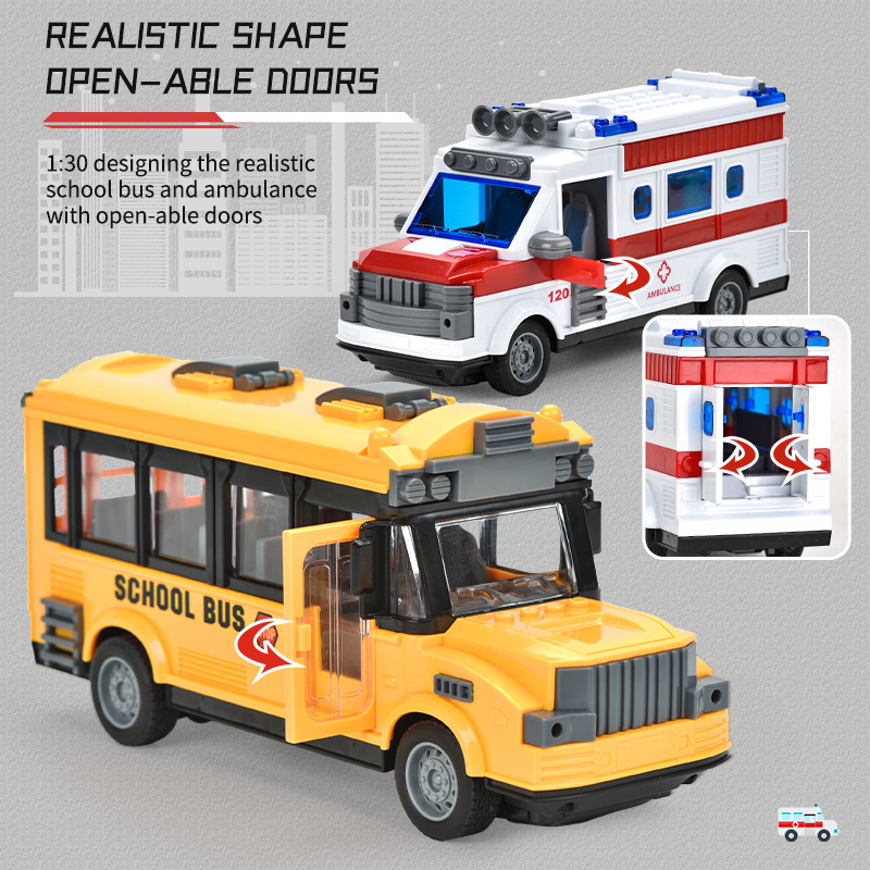 four-channel rc school bus toy car model with light kids remote control ambulance toy