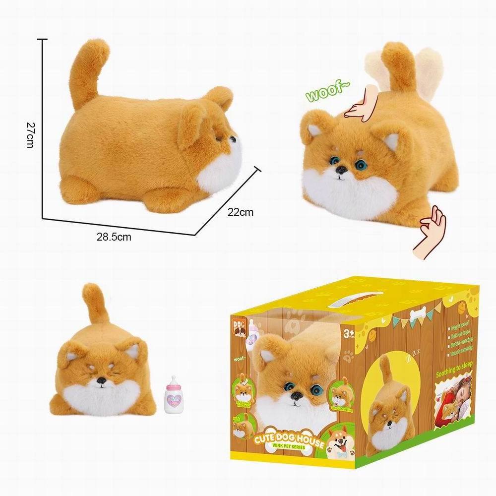 2024 custom plush blink corgi wink dog talking toys recording stuff toys electronic plush toy for kids