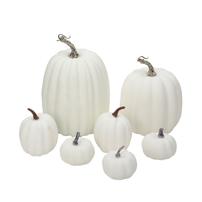 Artificial Pumpkins Autumn Decorations White Mini Fake Foam Resin Pumpkins Small Harvest Lifelike Pumpkins for Fall Decor