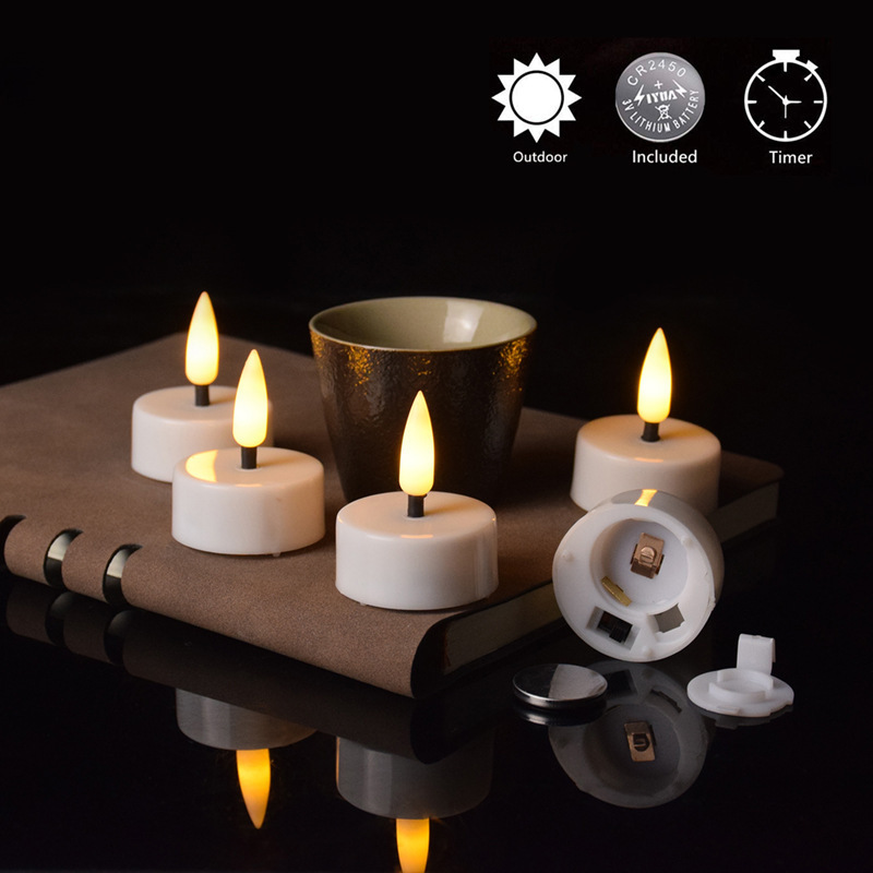 Customized 12PCS/Set Valentine's Day Warm White Light Battery Powered Electric Tea Lights Flickering Fake White Tea Lights