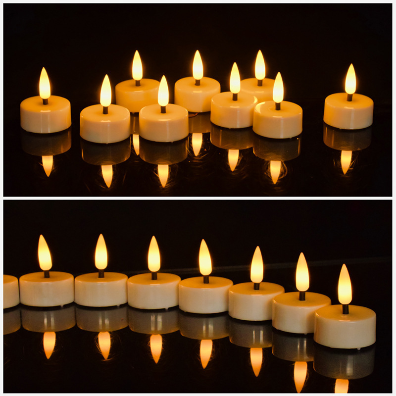 Customized 12PCS/Set Valentine's Day Warm White Light Battery Powered Electric Tea Lights Flickering Fake White Tea Lights