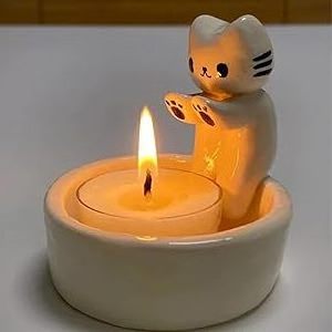 Creative Home Decoration Candlestick Gift Cute Cartoon Kitten Candle Holder Warming Its Paws Scented Light Holder