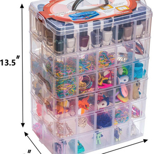 6 Layers Stackable Storage Container With 60 Adjustable Compartments Transparent Plastic Box With Cover For Arts Crafts Storage