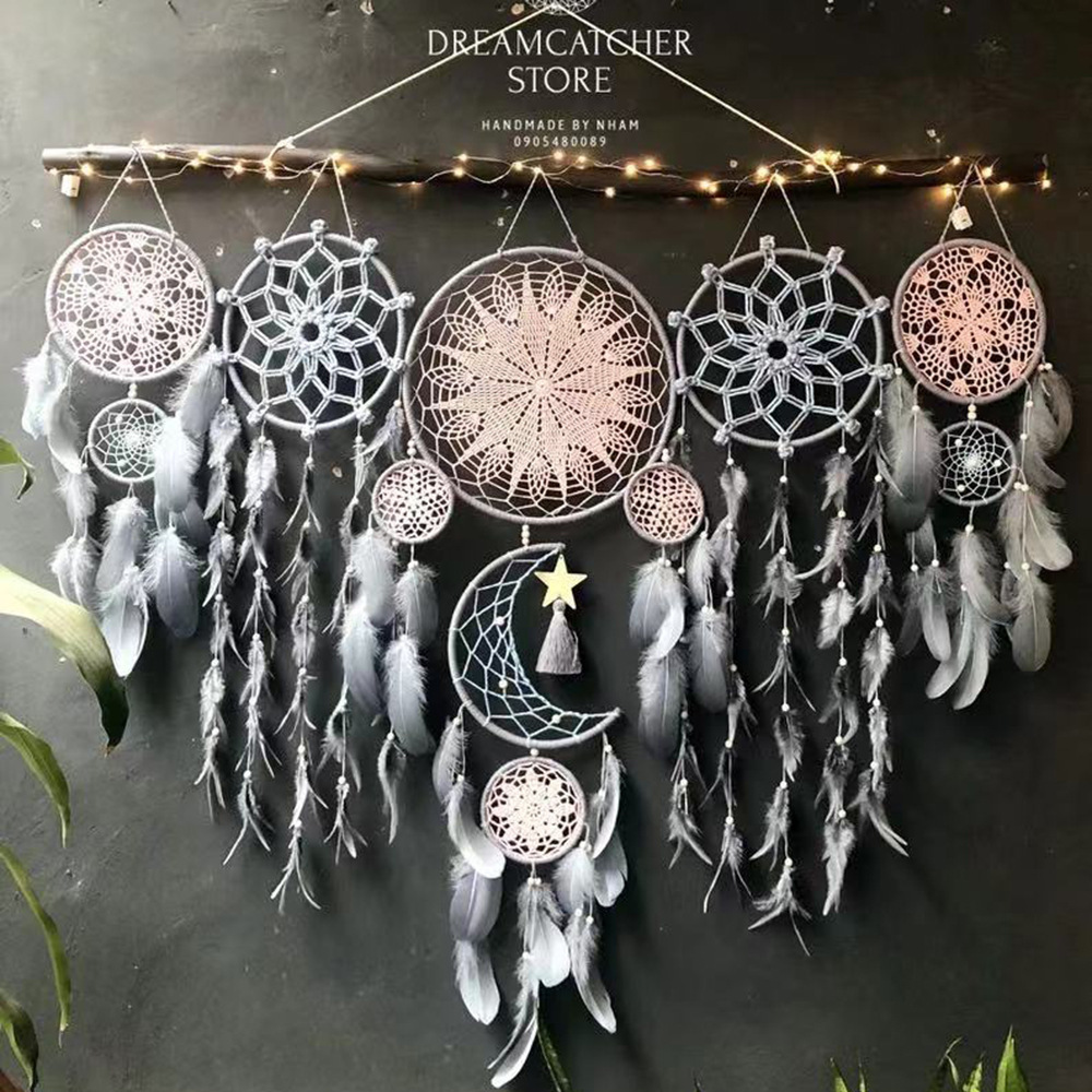 Hot Selling 5PCS/Set Indian Dream Catcher Pendant Wind Chimes Feather Pendant Interior Fringe Wall Hanging Home Decorations