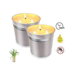 High Quality 2Pcs Outdoor Large Patio Yard Balcony Citronella Candles Outside 3 Wick Bucket Candle 100 Hour Burning