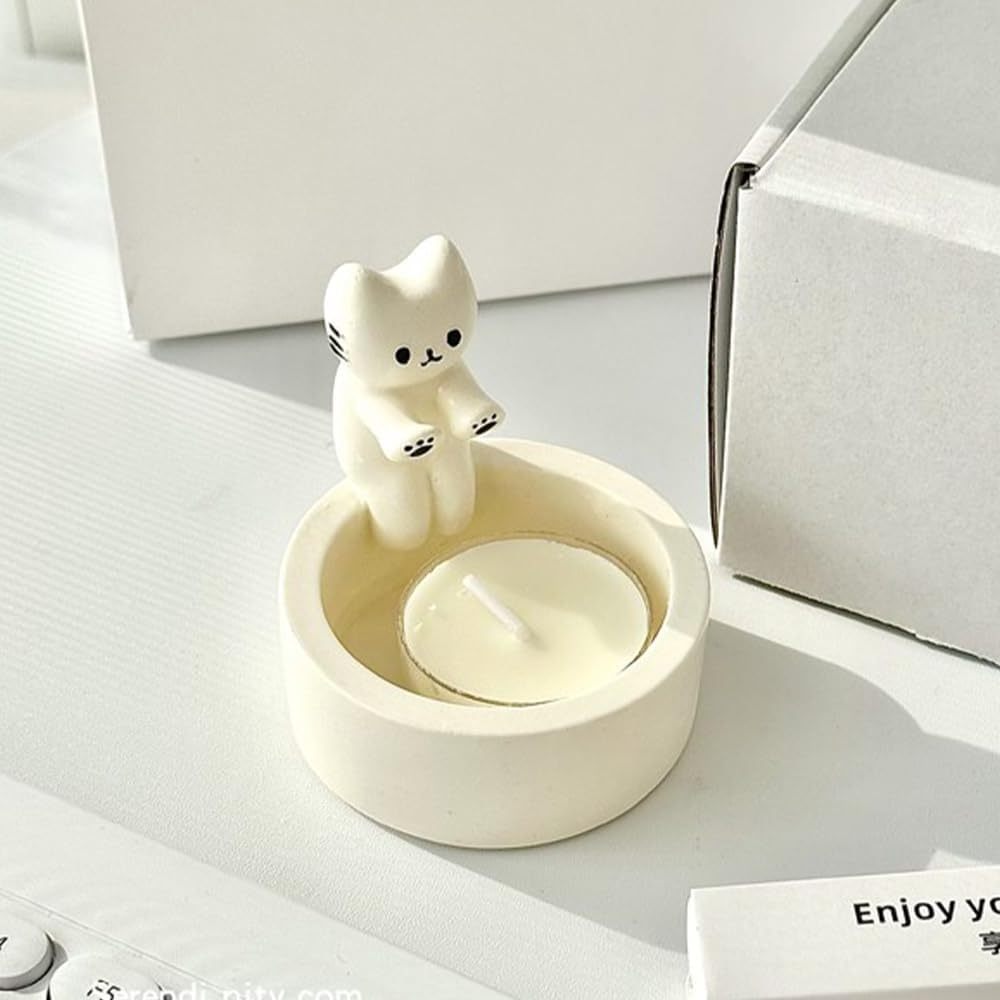 Creative Home Decoration Candlestick Gift Cute Cartoon Kitten Candle Holder Warming Its Paws Scented Light Holder