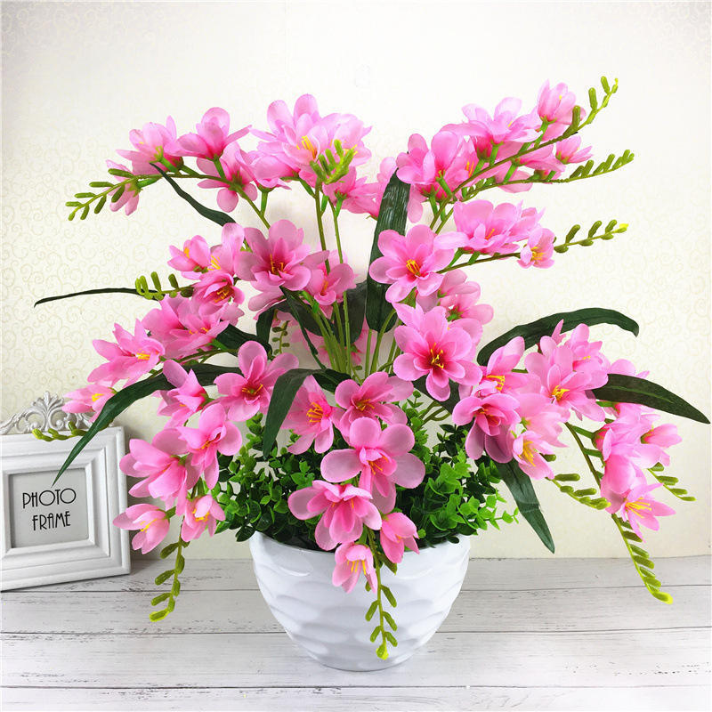 Wholesale Fashionable 9 Forks Artificial Flowers In Pot Simulated Butterfly Orchid Artificial Flower Gift