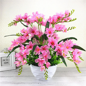 Wholesale Fashionable 9 Forks Artificial Flowers In Pot Simulated Butterfly Orchid Artificial Flower Gift