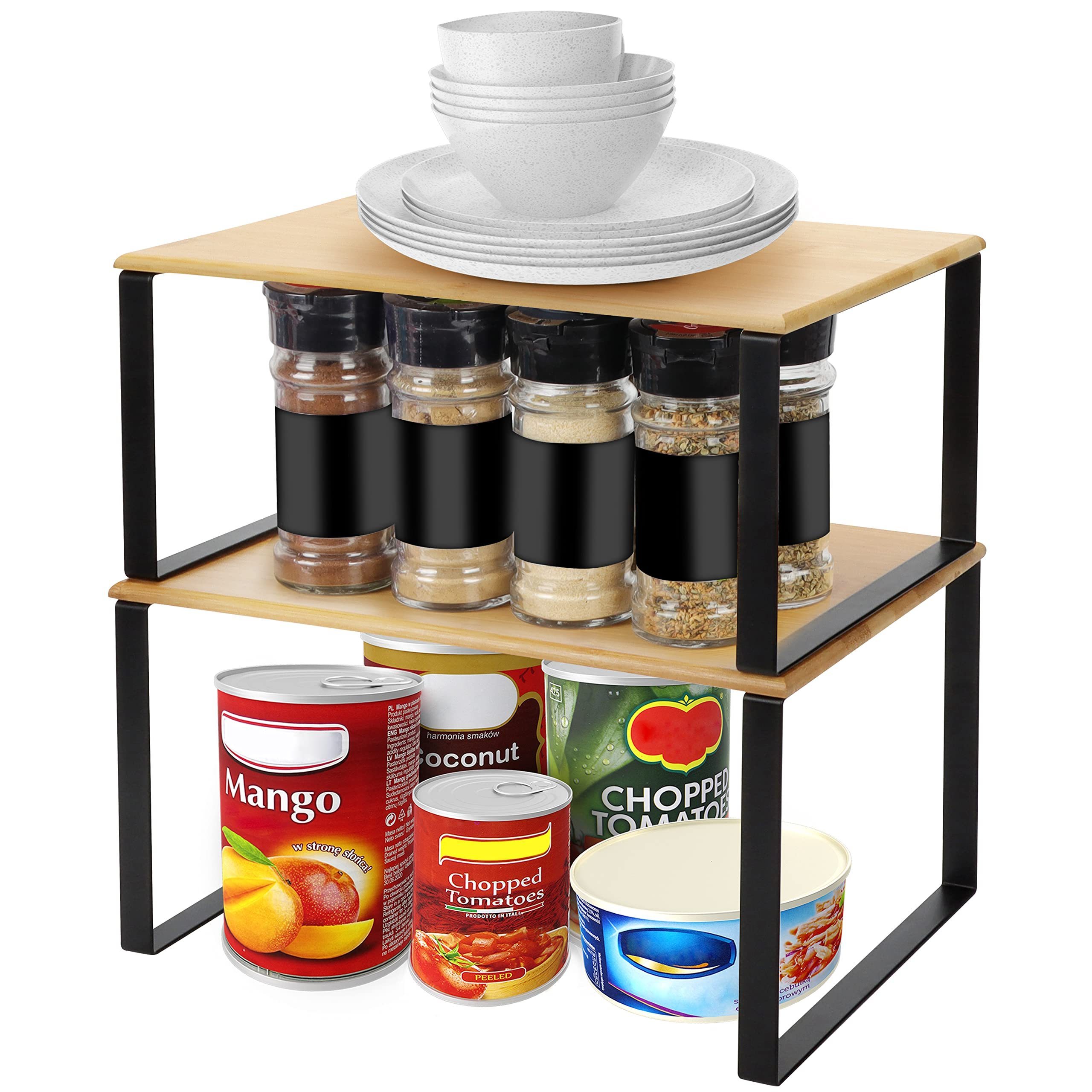 Wholesale 2PCS/Set Kitchen Cupboard Storage Organiser Stackable Kitchen Shelves Storage Shelf Used for Spice Bottle