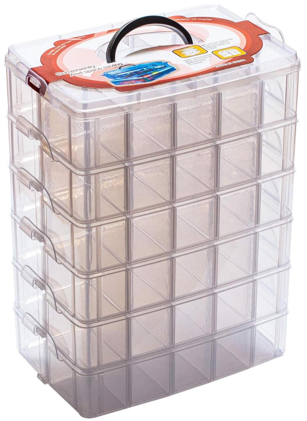 6 Layers Stackable Storage Container With 60 Adjustable Compartments Transparent Plastic Box With Cover For Arts Crafts Storage