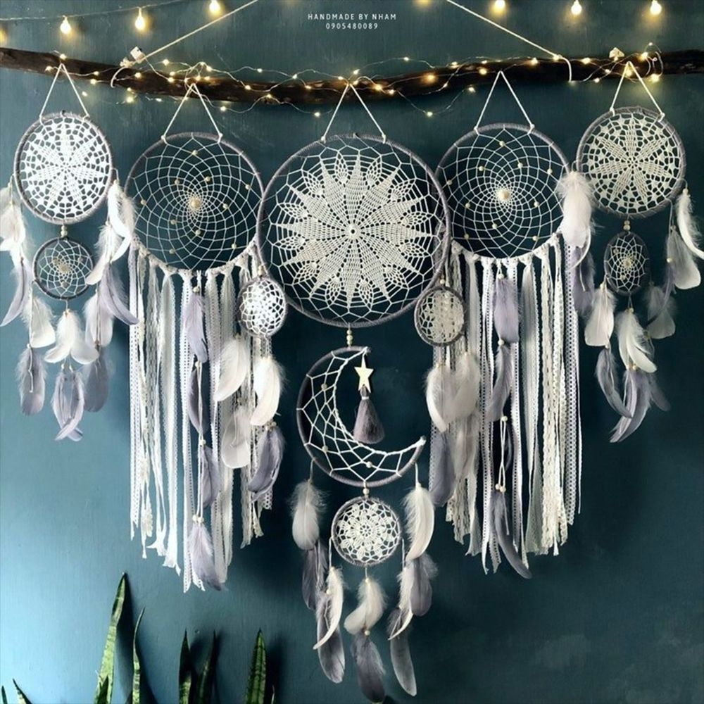 Hot Selling 5PCS/Set Indian Dream Catcher Pendant Wind Chimes Feather Pendant Interior Fringe Wall Hanging Home Decorations