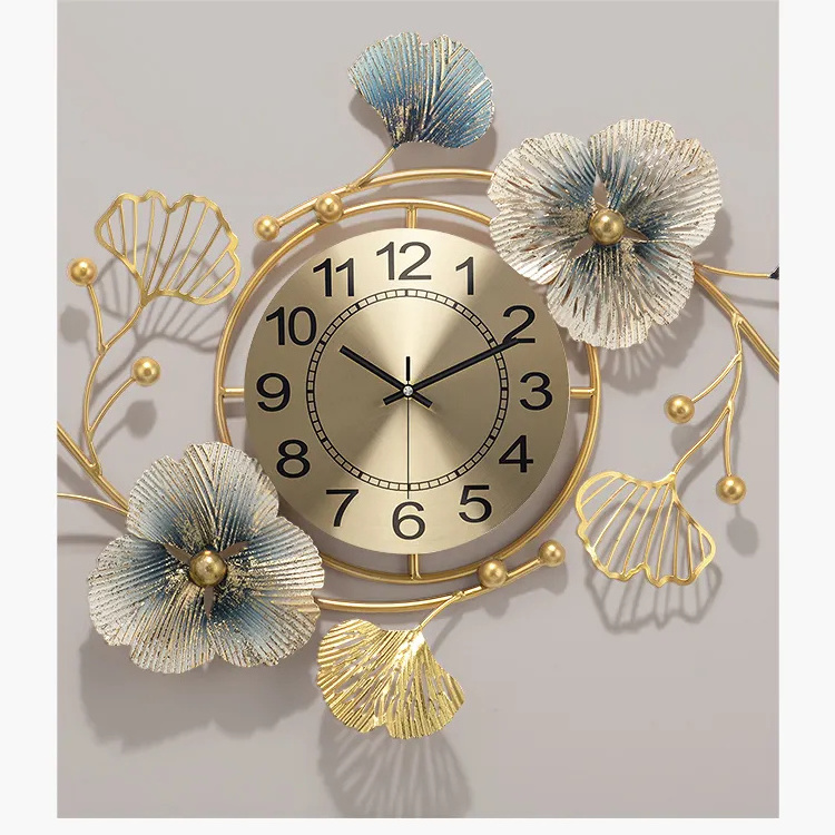 High Quality Metal Wall Clocks For Home Living Room Luxury Wall Clock Home Decor 3D Arts Hanging Clock Decoration