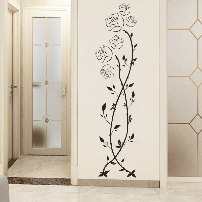 Wholesale Custom Black Flowers Wall Stickers Self-Adhesive Decorative Wallpaper Large Size Wall Decor Decals