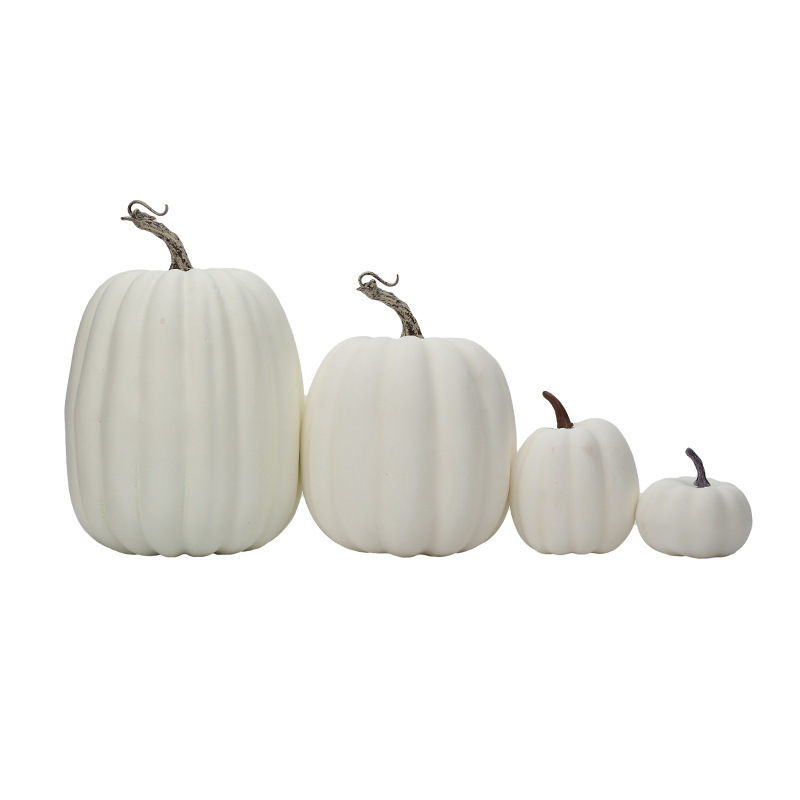 Artificial Pumpkins Autumn Decorations White Mini Fake Foam Resin Pumpkins Small Harvest Lifelike Pumpkins for Fall Decor