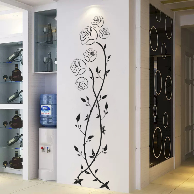 Wholesale Custom Black Flowers Wall Stickers Self-Adhesive Decorative Wallpaper Large Size Wall Decor Decals