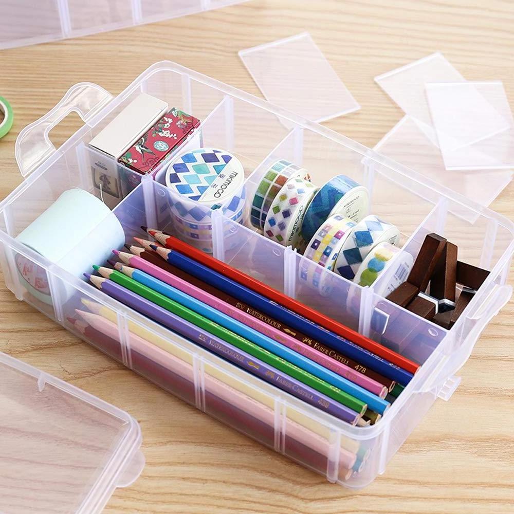 6 Layers Stackable Storage Container With 60 Adjustable Compartments Transparent Plastic Box With Cover For Arts Crafts Storage