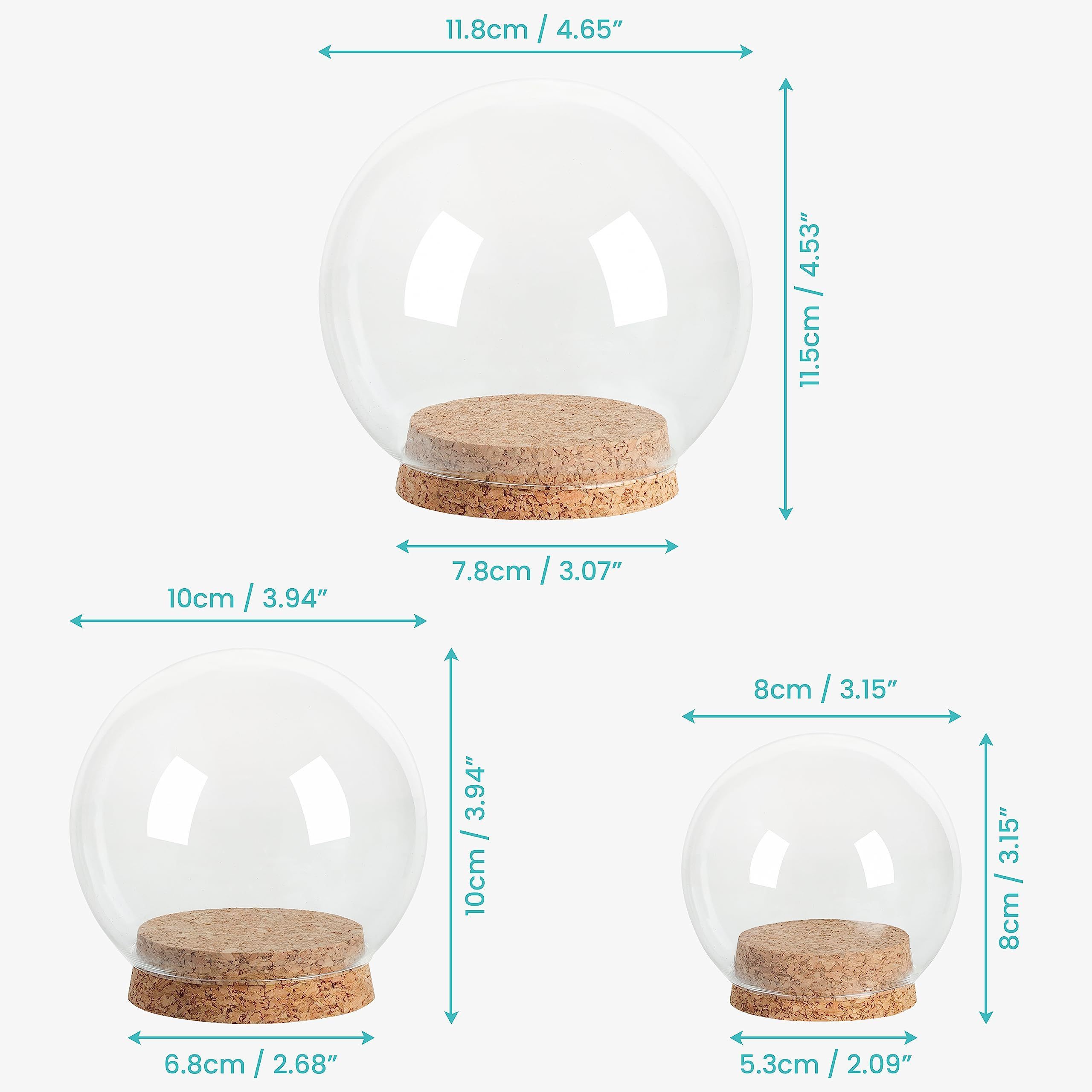 3PCS/Set DIY Gifts Round Glass Ball Display Dome With Wooden Cork Base for Home Wedding Parties Decoration