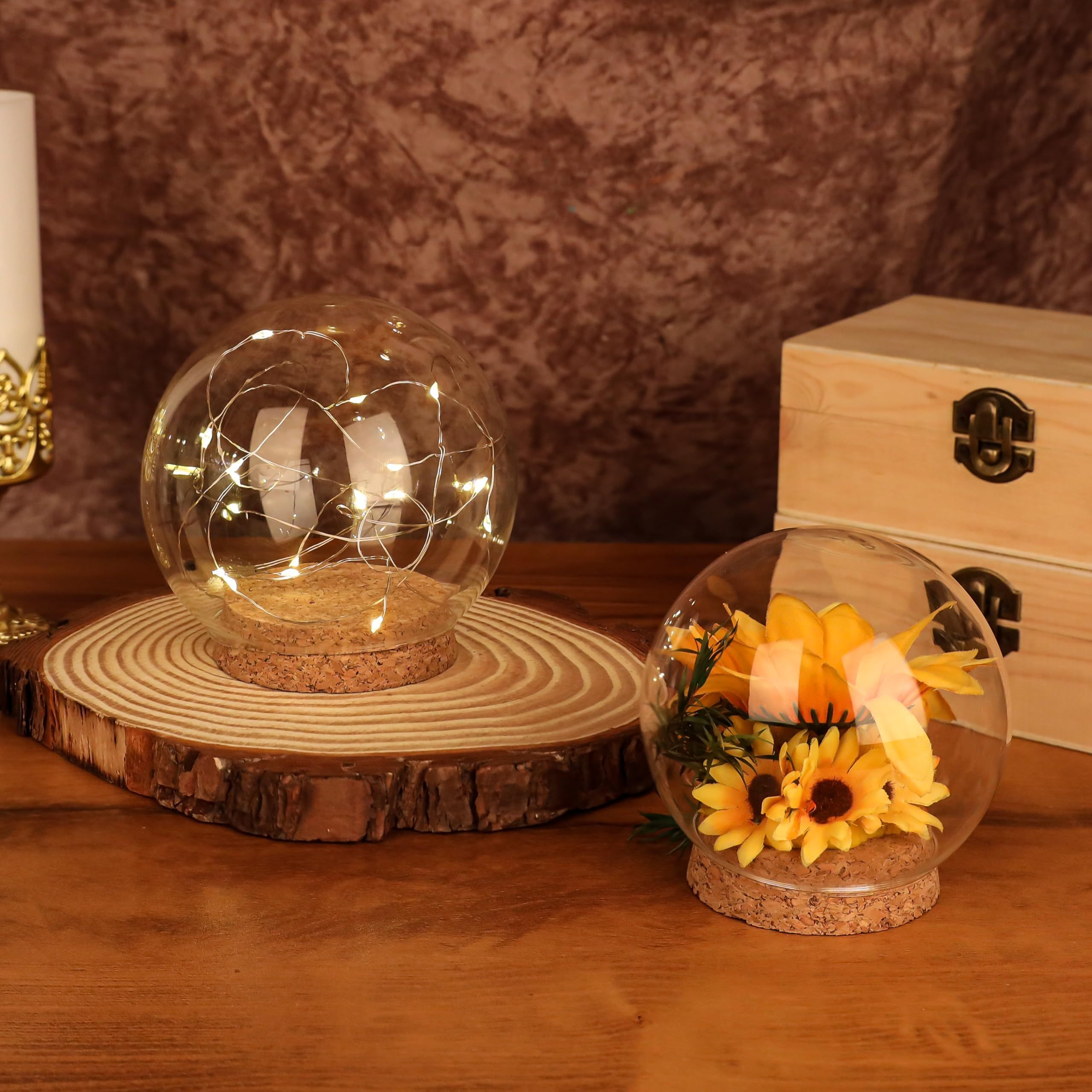 3PCS/Set DIY Gifts Round Glass Ball Display Dome With Wooden Cork Base for Home Wedding Parties Decoration